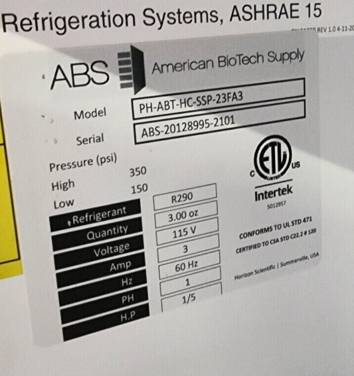 ABS American Biotech Supply -30 Stainless Laboratory Freezer 23Cf, Great Unit