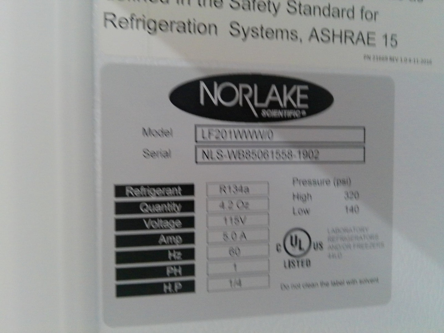Norlake LF201WWW/0 -20C Laboratory Freezer 20.3Cf 120v FULLY TESTED