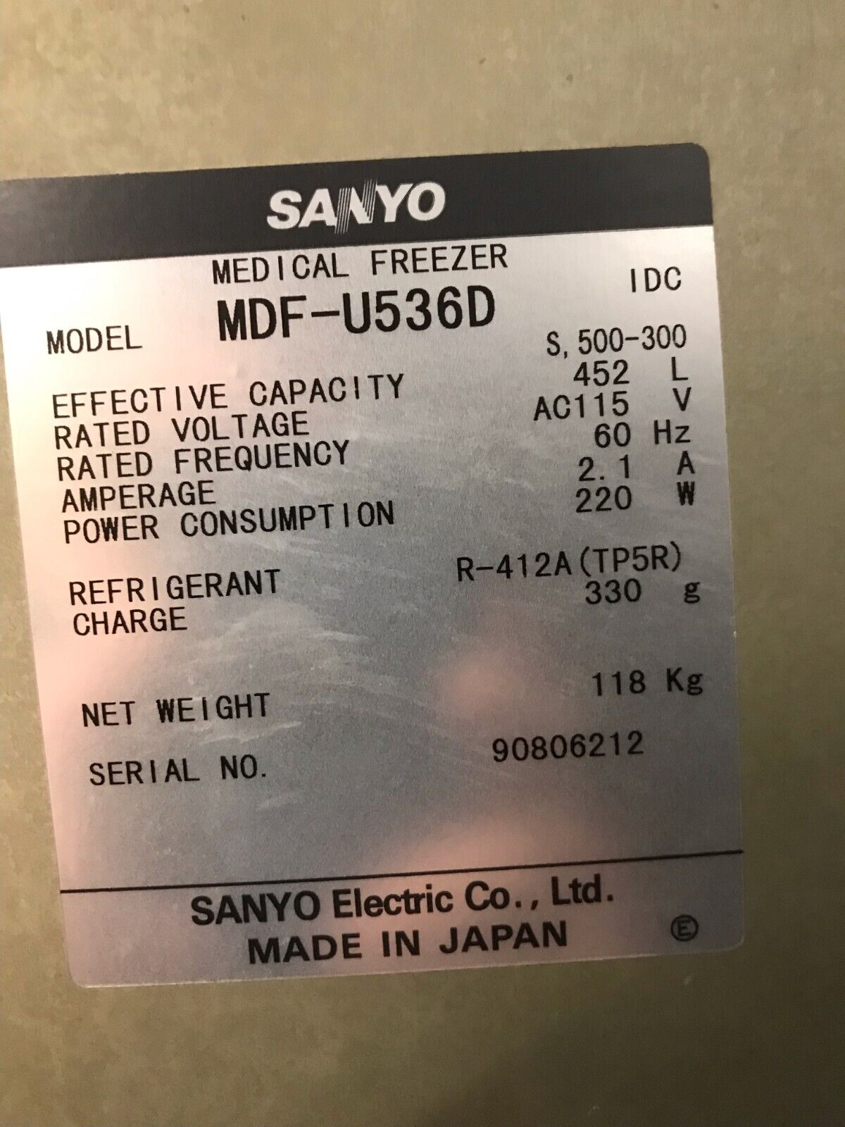 Sanyo MDF-U536D -30 C Double Door Commercial Freezer 16Cf 120v FULLY TESTED