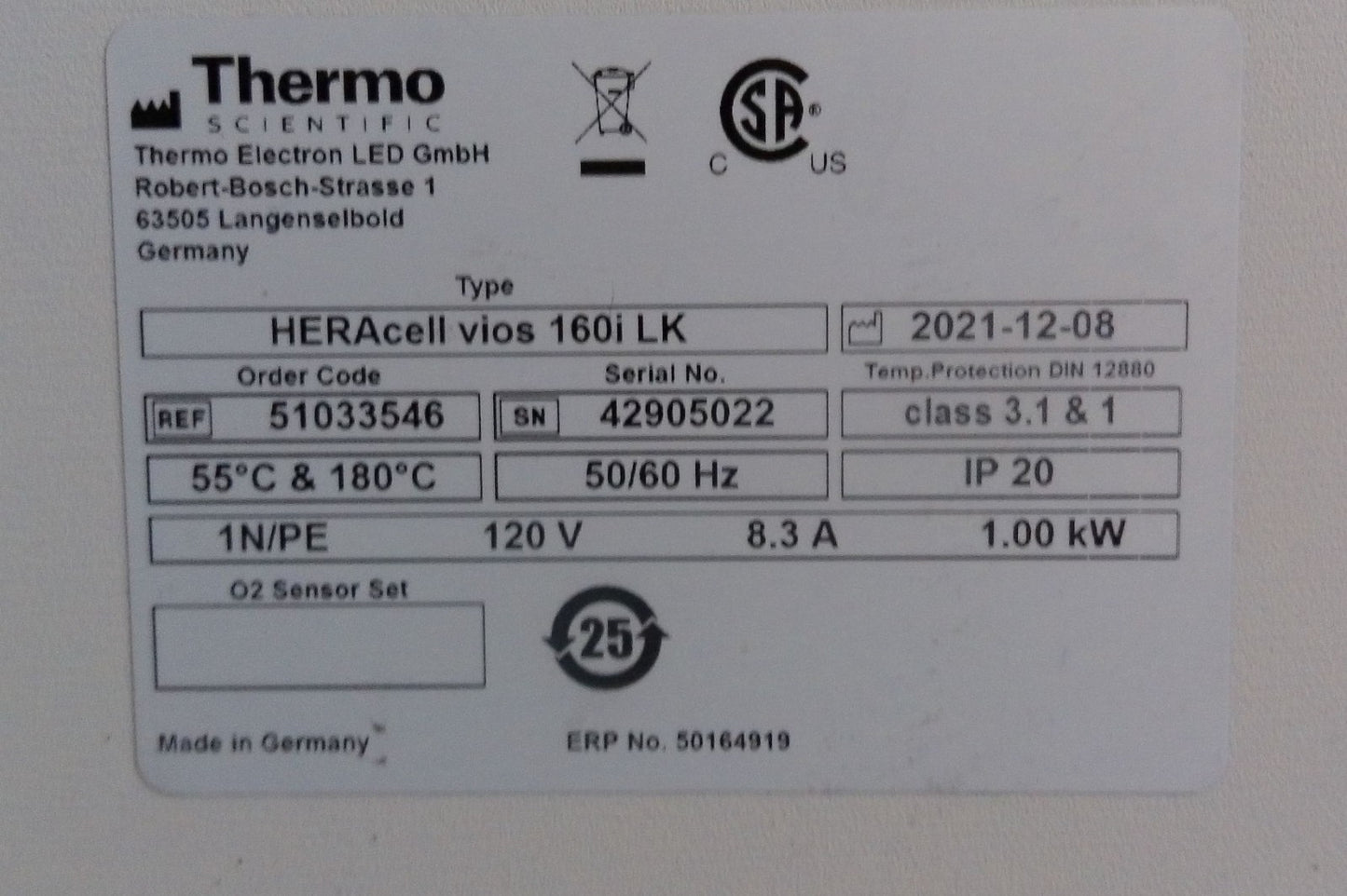 Thermo HERAcell Vios 160i Copper Lined CO2 Incubator (2021) Calibrated