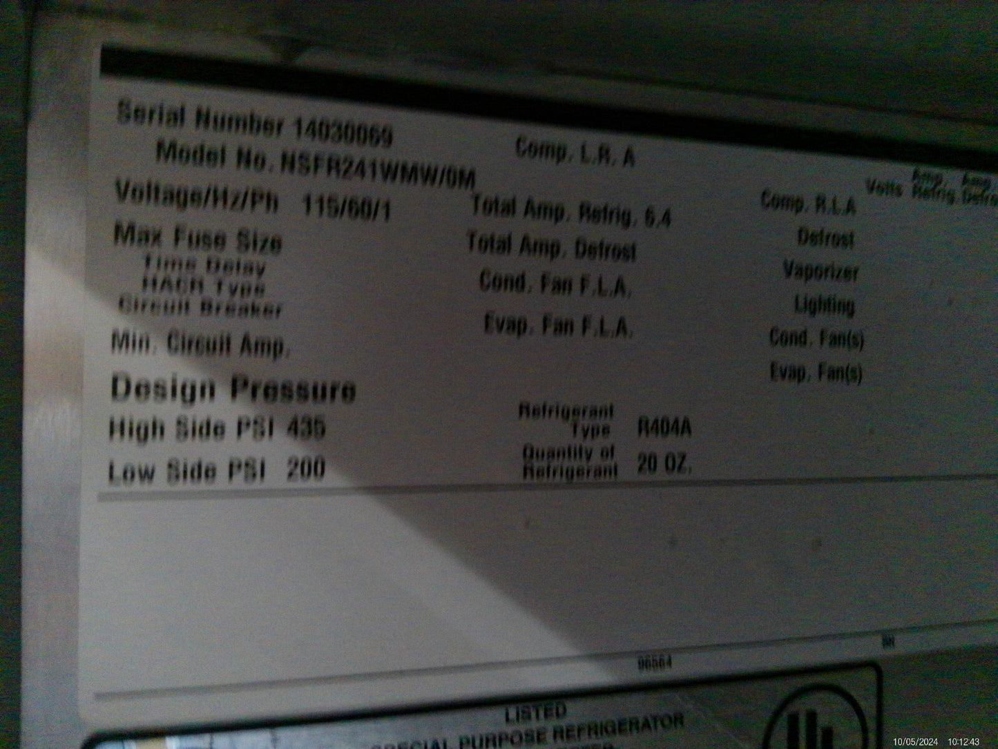 Norlake Scientific NSFR241WMW/OM Flammable Material +4C Refrigerator 24Cf 120v