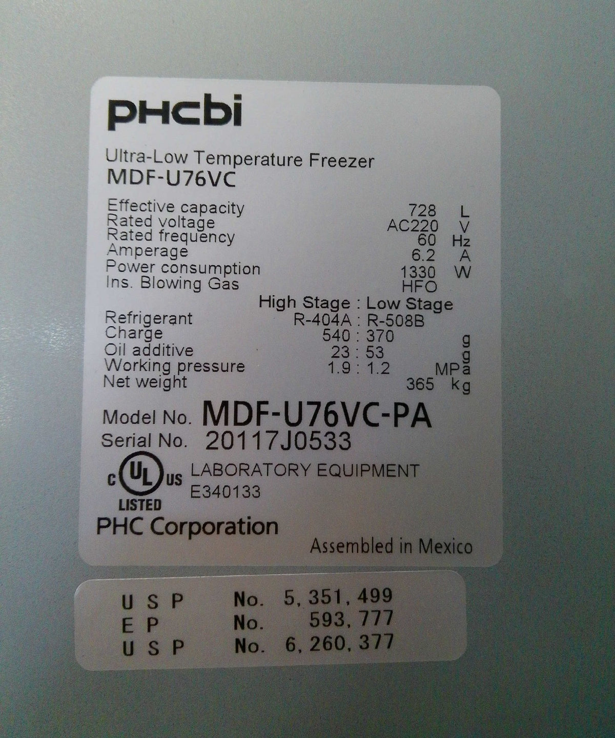 Phcbi VIP Series  MDF-U76VC-PA -86C Ultra Low Freezer 25.7Cf  220v (2020)