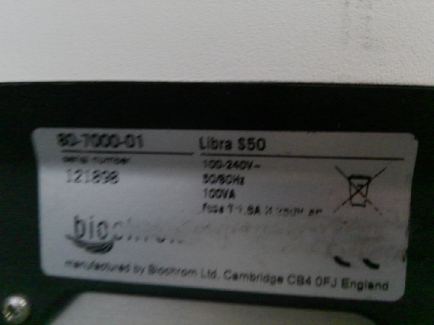 Biochrom Libra 80-7000-01 S50 UV/Vis Spectrophotometer 120v FULLY TESTED