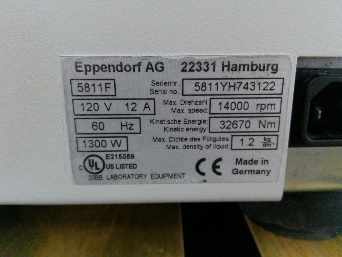 Eppendorf 5810R Refrigerated Centrifuge w/ Rotor (A-4-62), Buckets & Inserts