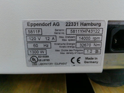 Eppendorf 5810R Refrigerated Centrifuge w/ Rotor (A-4-62), Buckets & Inserts