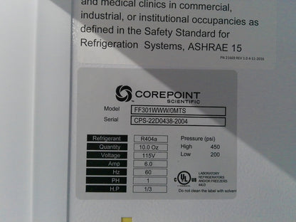 Corepoint Scientific FF301WWW/0MTS -20 Flammable Material Storage Freezer 30Cf