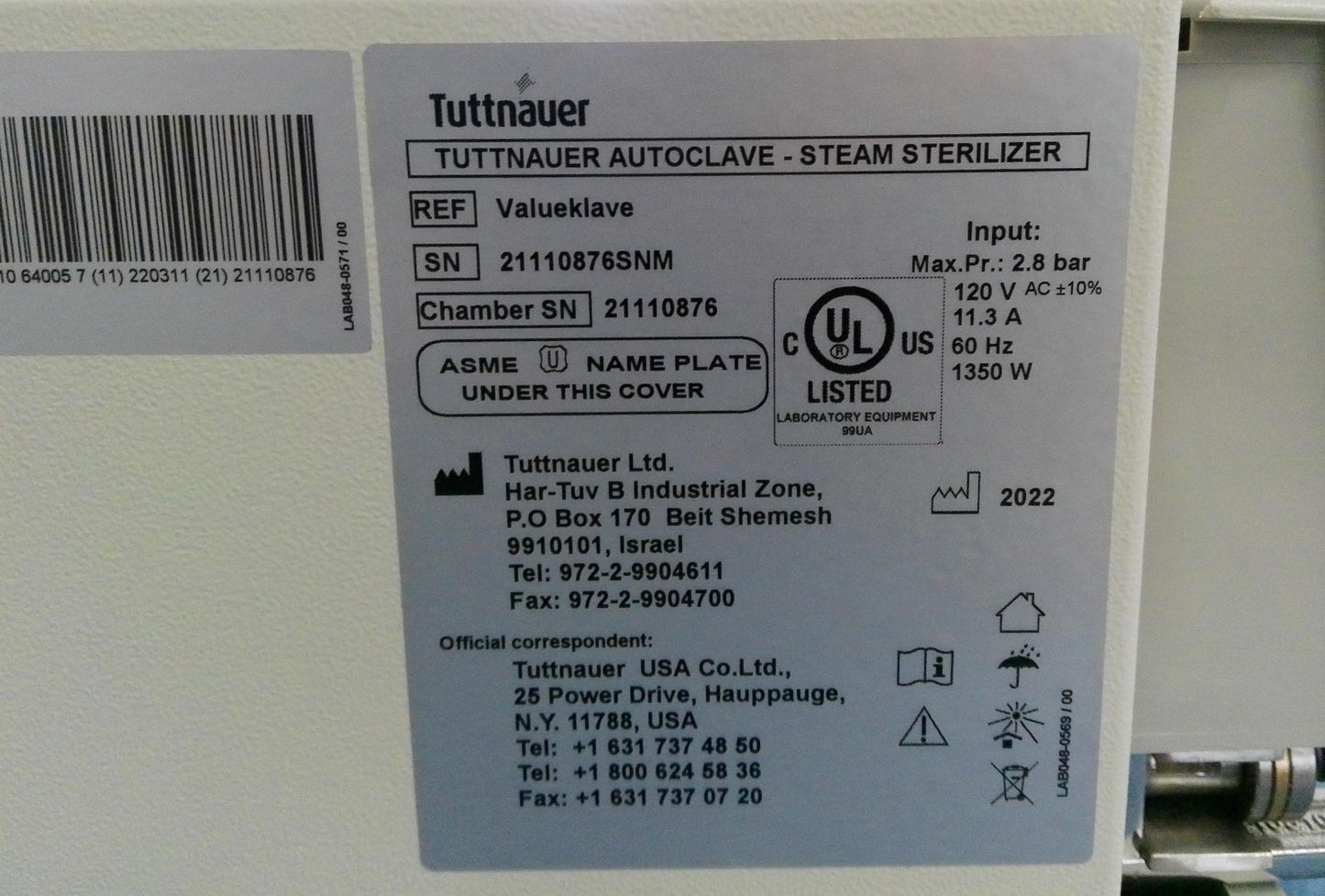 Tuttnauer Autoclave Steam Sterilizer 1730 Valueklave + Warranty (2022)