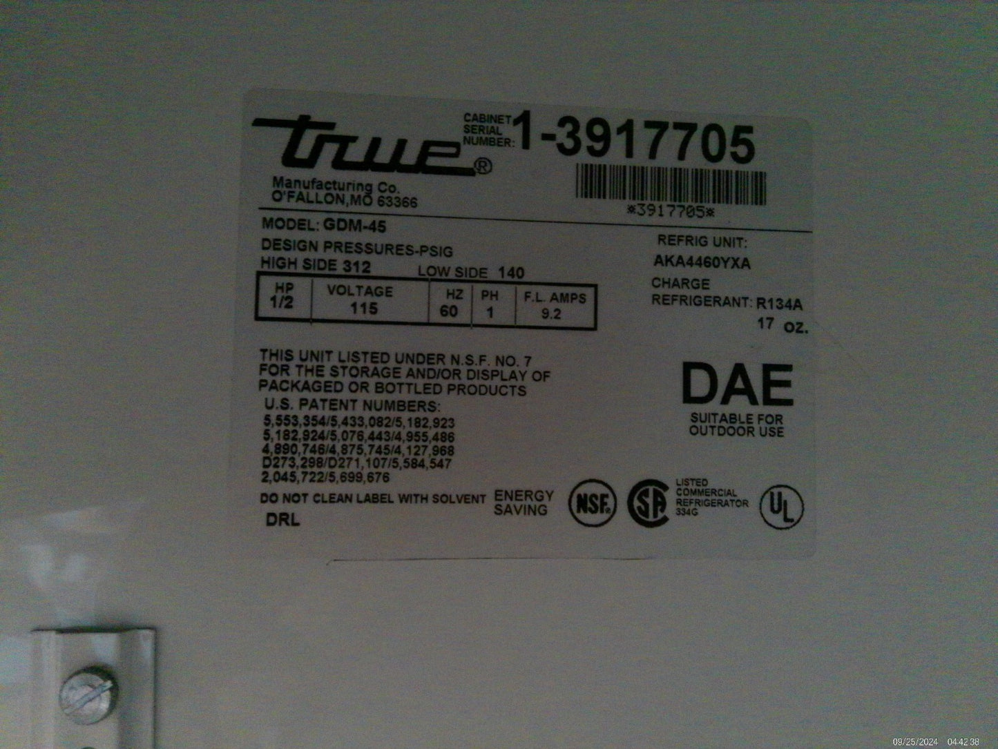 True GDM-45, Glass Sliding Door Deli Refrigerator 45Cf, 120v, FULLY TESTED