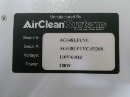 Airclean Systems AC648LFUVC 4ft Airclean 600 PCR Workstation  w/UV & Fluorescent