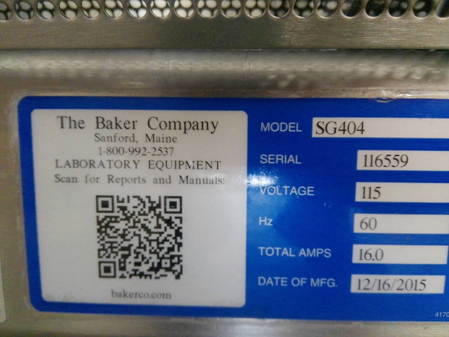 Baker 4ft SG404 A2 Biosafety Cabinet w/ Stand - NO UV (2015) FULLY TESTED
