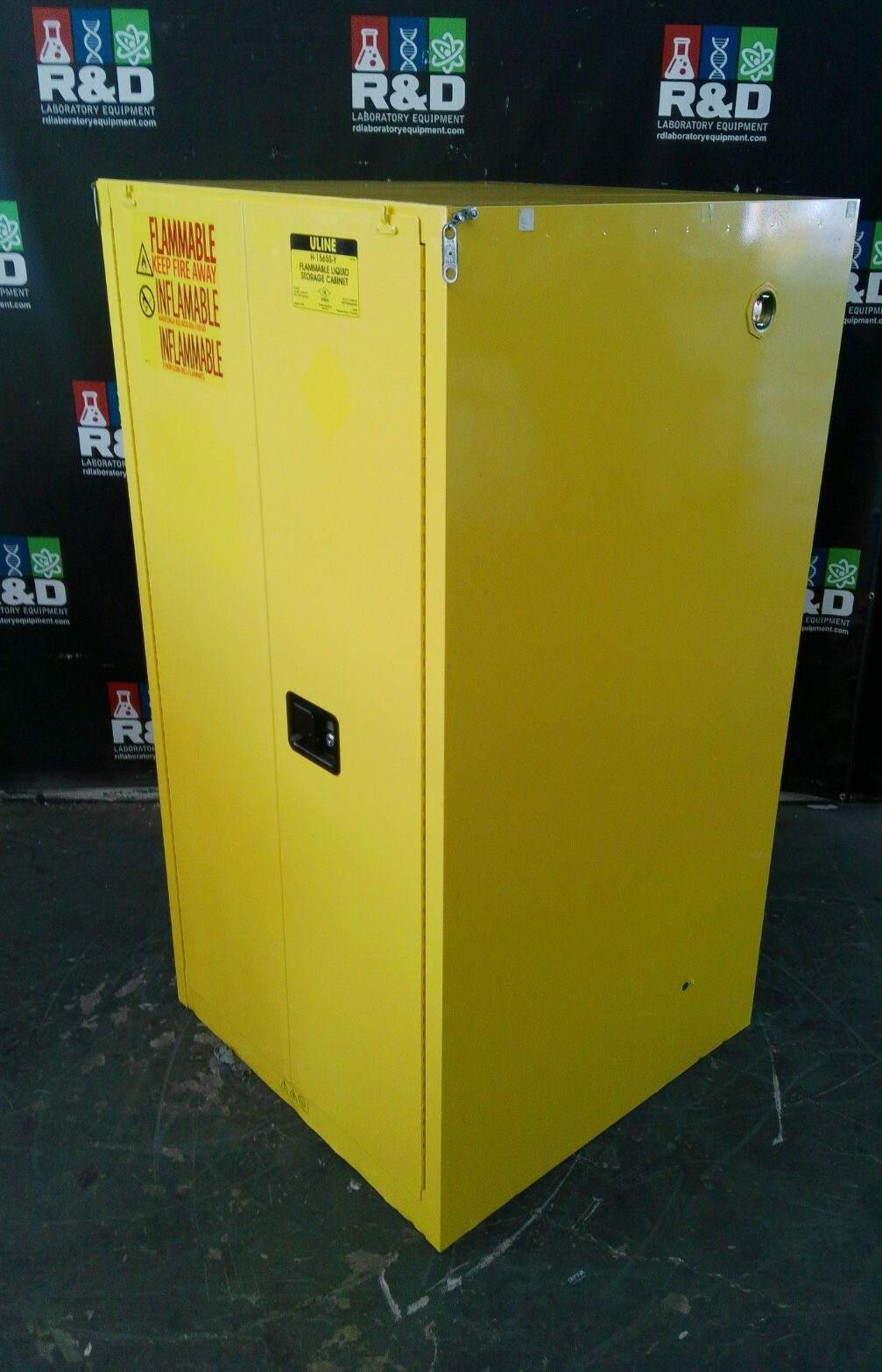 Uline H-1565S-Y Flammable Storage Cabinet Self Closing Doors 60 Gal
