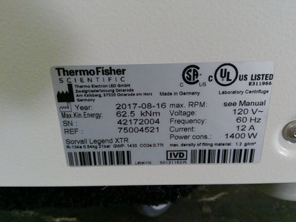 Thermo Sorvall XTR Refrigerated Benchtop Centrifuge w/ Rotor 120v FULLY TESTED