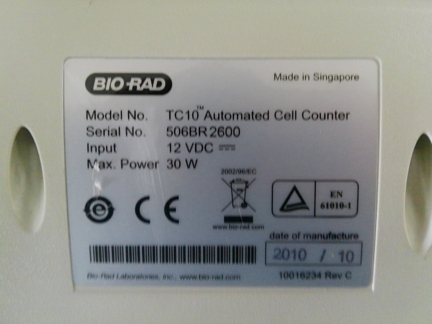 Bio-Rad TC10 Automated Cell Counter w/ Power Supply