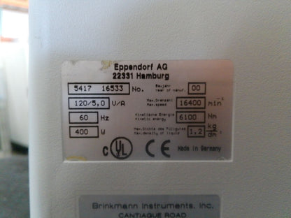Eppendorf 5417C Micro-Centrifuge w/ F45-30-11 Rotor FULLY TESTED