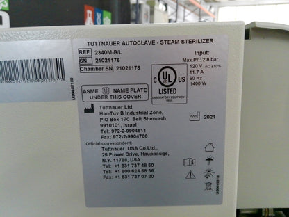 Tuttnauer 2340M Benchtop Analog (2021) Autoclave Steam Sterilizer  - Calibrated
