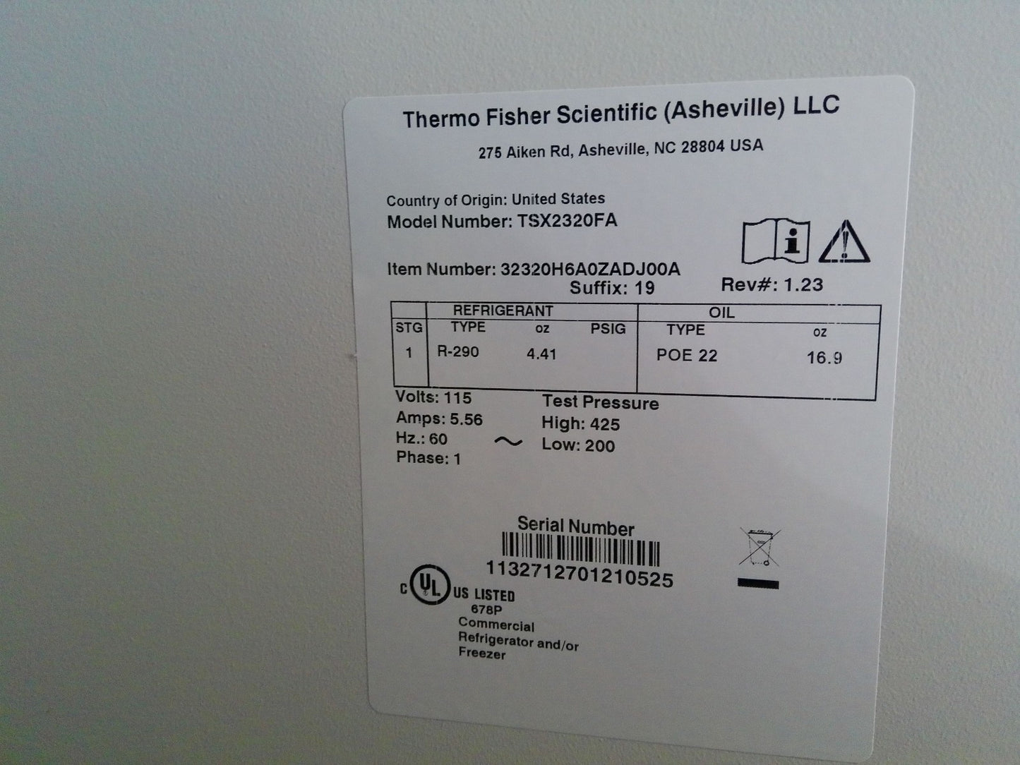 Thermo Scientific TSX2320FA -20C Laboratory Freezer 23Cf FULLY TESTED 2021