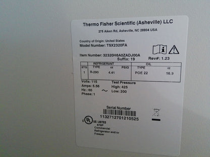 Thermo Scientific TSX2320FA -20C Laboratory Freezer 23Cf FULLY TESTED 2021