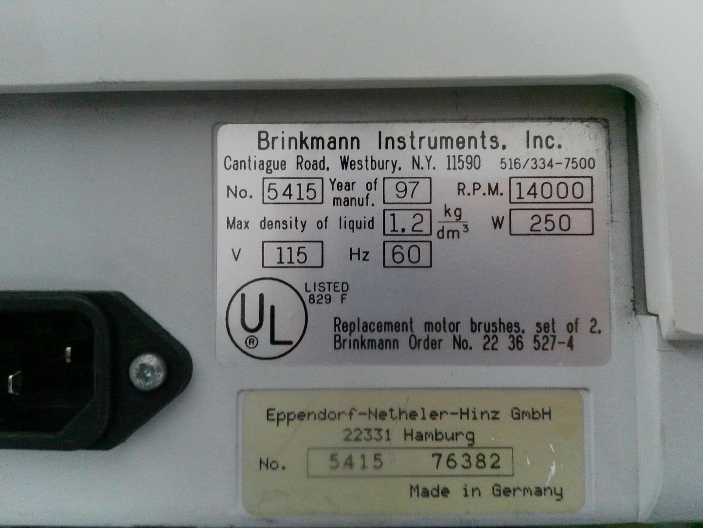 Eppendorf 5415C Centrifuge w/ F-45-18-11 Rotor FULLY TESTED
