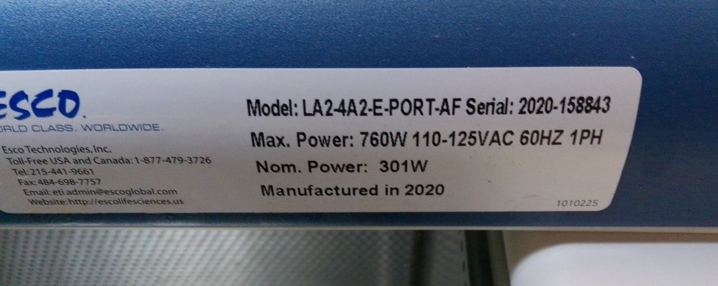 Esco 4ft LA2-4A2-E A2 Biosafety/ Biological Safety Cabinet w/Stand & UV+Warranty