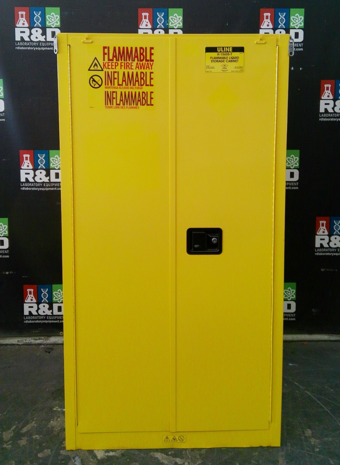 Uline H-1565S-Y Flammable Storage Cabinet Self Closing Doors 60 Gal