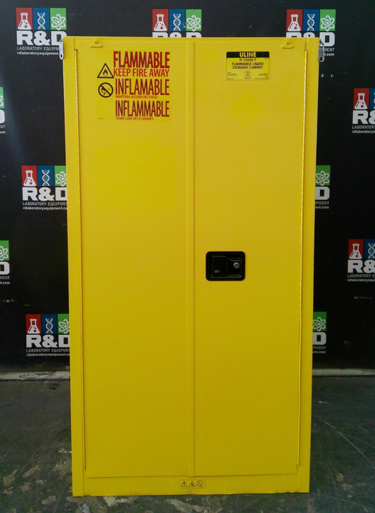Uline H-1565S-Y Flammable Storage Cabinet Self Closing Doors 60 Gal