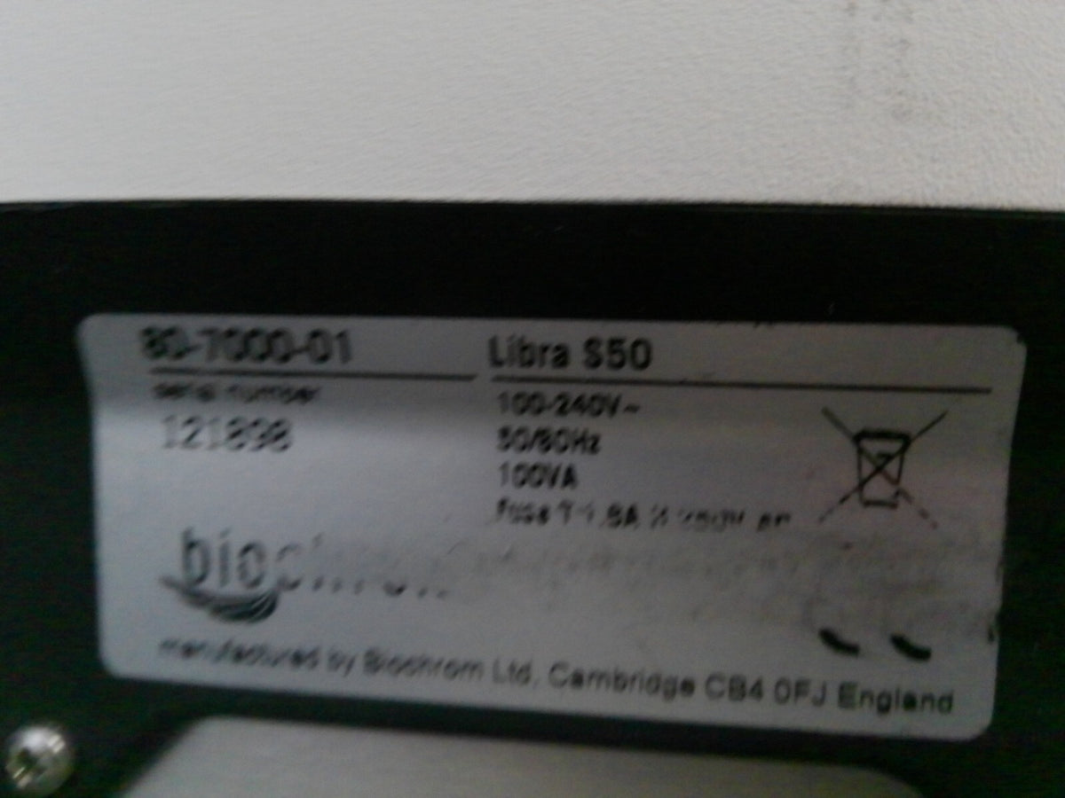 Biochrom Libra 80-7000-01 S50 UV/Vis Spectrophotometer 120v FULLY TESTED