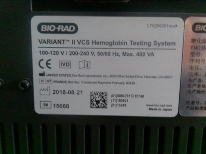 Bio-Rad VARIANT II VCS Hemoglobin Testing System