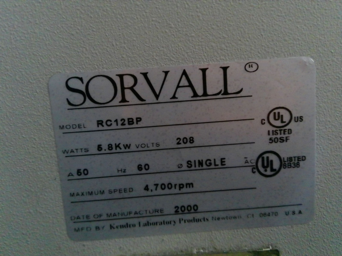 Sorvall RC 12BP Large Capacity Centrifuge w/ Rotor (H 12000)  230v/ 60amp