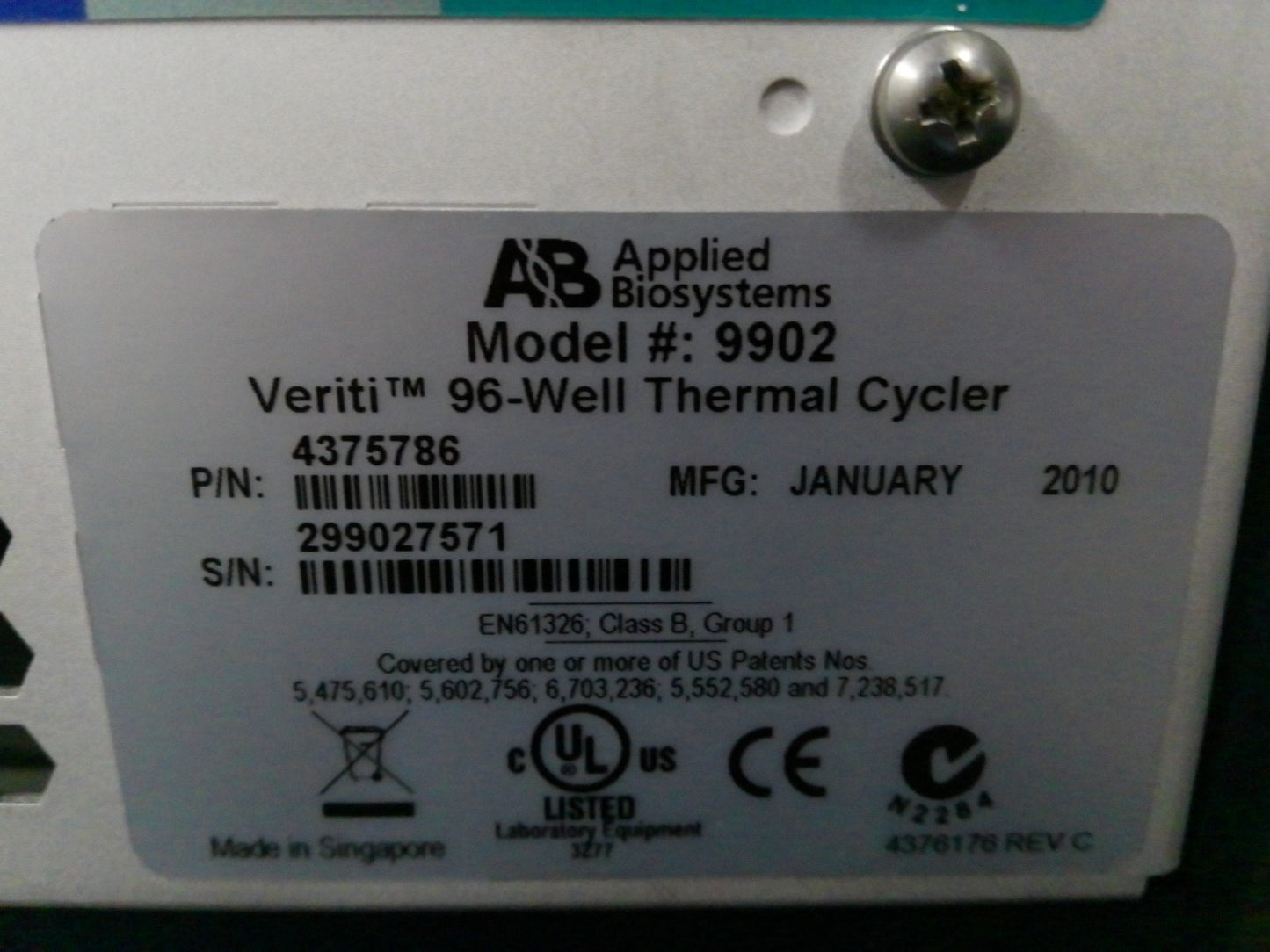 Applied Biosystems Model 9902 Veriti 96-Well PCR Thermal Cycler
