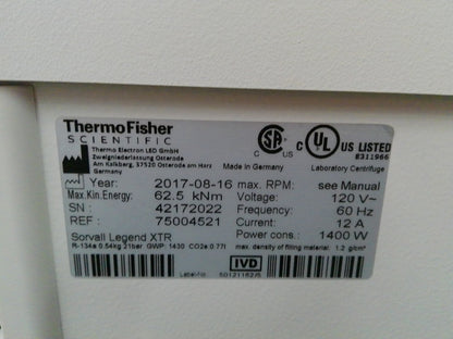 Thermo Sorvall XTR Refrigerated Benchtop Centrifuge w/ Rotor 120v FULLY TESTED