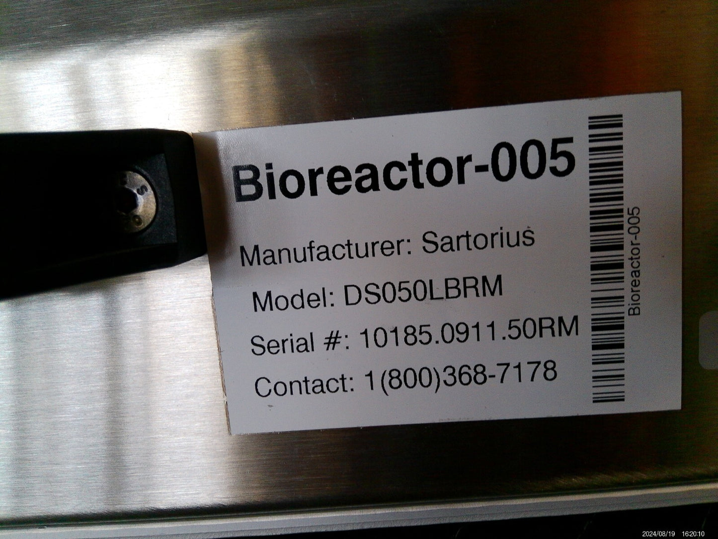 Sartorius DS050LBRM BIOSTAT BR-005 CultiBag RM50 Bioreactor w/Extras & Lid