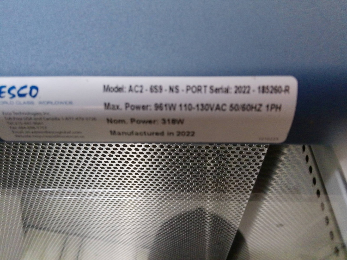 Esco 6ft AC2-6S9-NS-PORT (2022) A2 Biosafety Cabinet w/Stand & UV FULLY TESTED