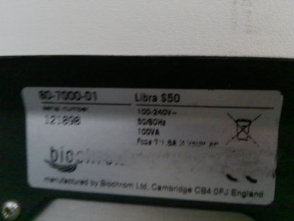 Biochrom Libra 80-7000-01 S50 UV/Vis Spectrophotometer 120v FULLY TESTED