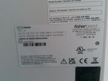 Fisherbrand Isotemp GPD20 General Purpose Deluxe Water Bath 20L FULLY TESTED