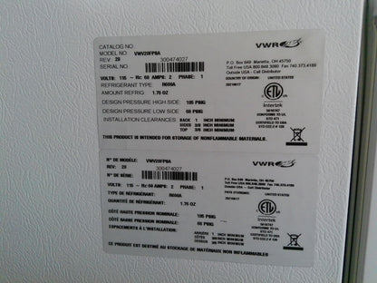 VWR VWV20FPSA/ -20C Laboratory Freezer 20Cf 120v FULLY TESTED