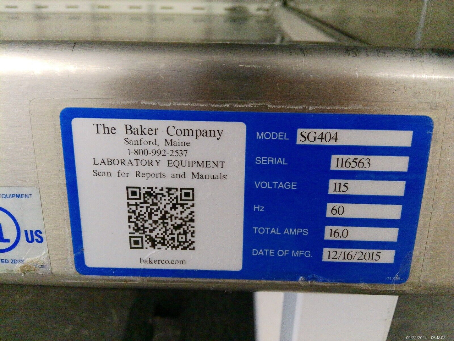 Baker 4ft SG404 A2 Biosafety Cabinet w/ Caster Stand & UV FULLY TESTED