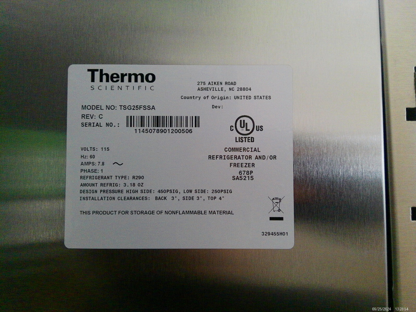 Thermo Sceintific TSG25FSSA -20C Laboratory Freezer 26.5Cf 120v FULLY TESTED