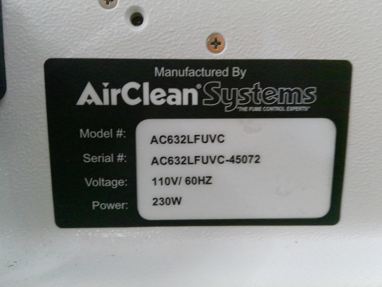 AirClean Systems PCR 3ft Laminar Flow Workstation w/HEPA & Blower, FULLY TESTED