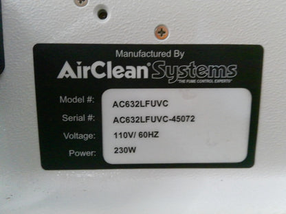 AirClean Systems PCR 3ft Laminar Flow Workstation w/HEPA & Blower, FULLY TESTED