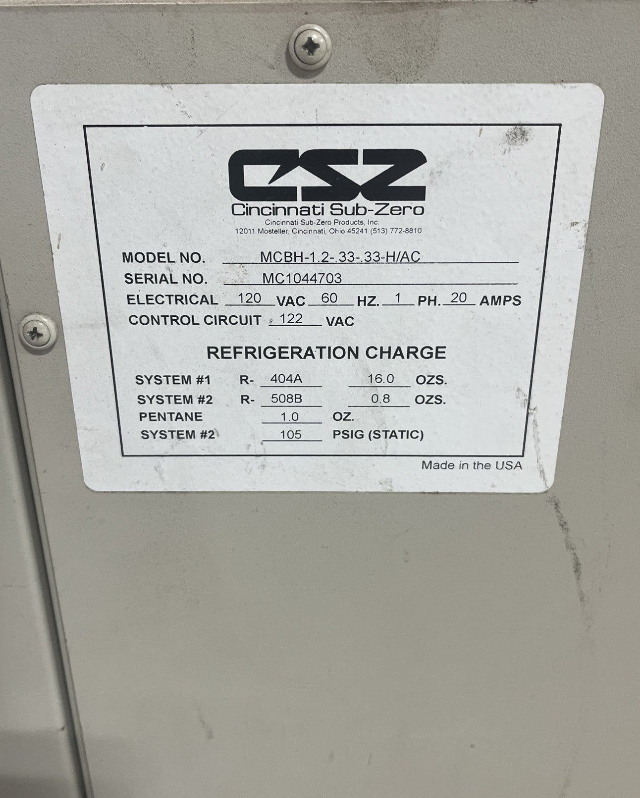 CSZ Cincinnati Sub-Zero Micro Climate MCB-1.2-.33-.33-H/AC Temperature Chamber