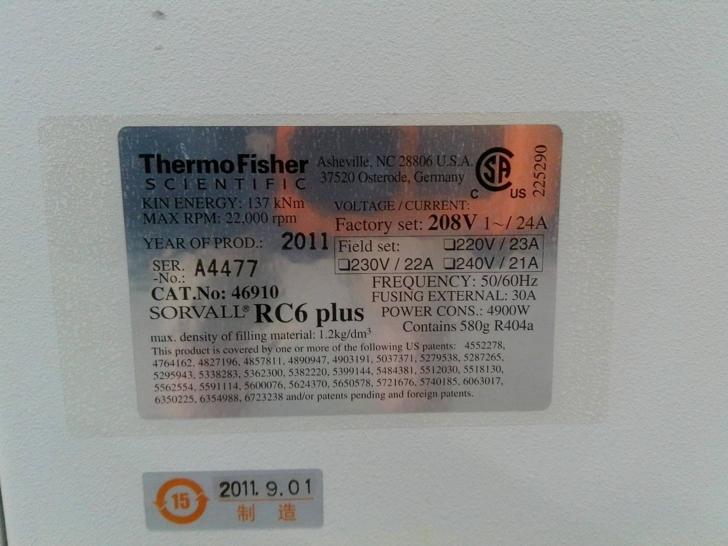 Thermo Sorvall RC6 Plus Refrigerated Floor Centrifuge w/ Rotor (SH-3000) 208V
