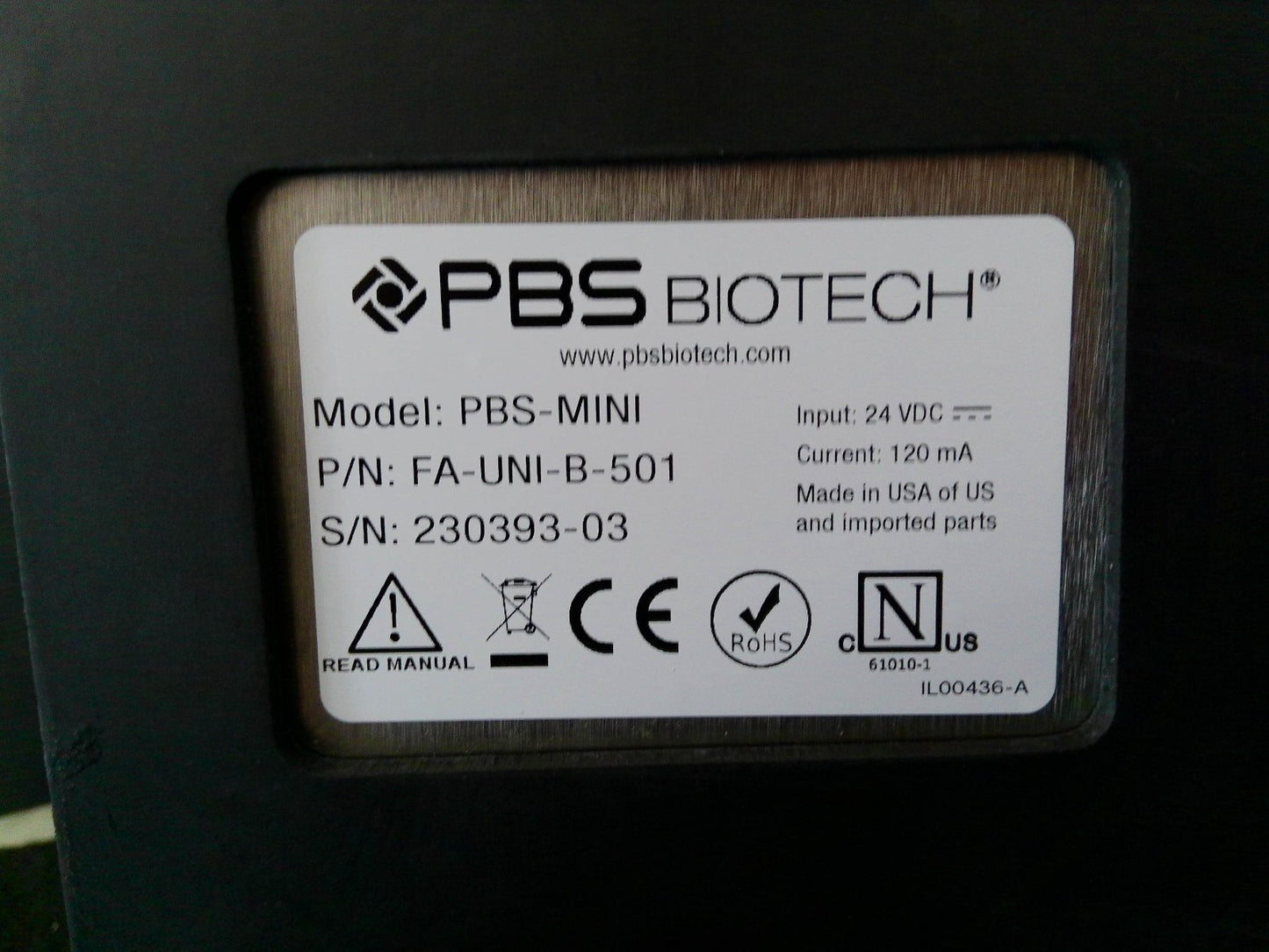 PBS Biotech PBS-Mini Bioreactor Stir Platform FA-UNI-B-501 w/ Power Supply