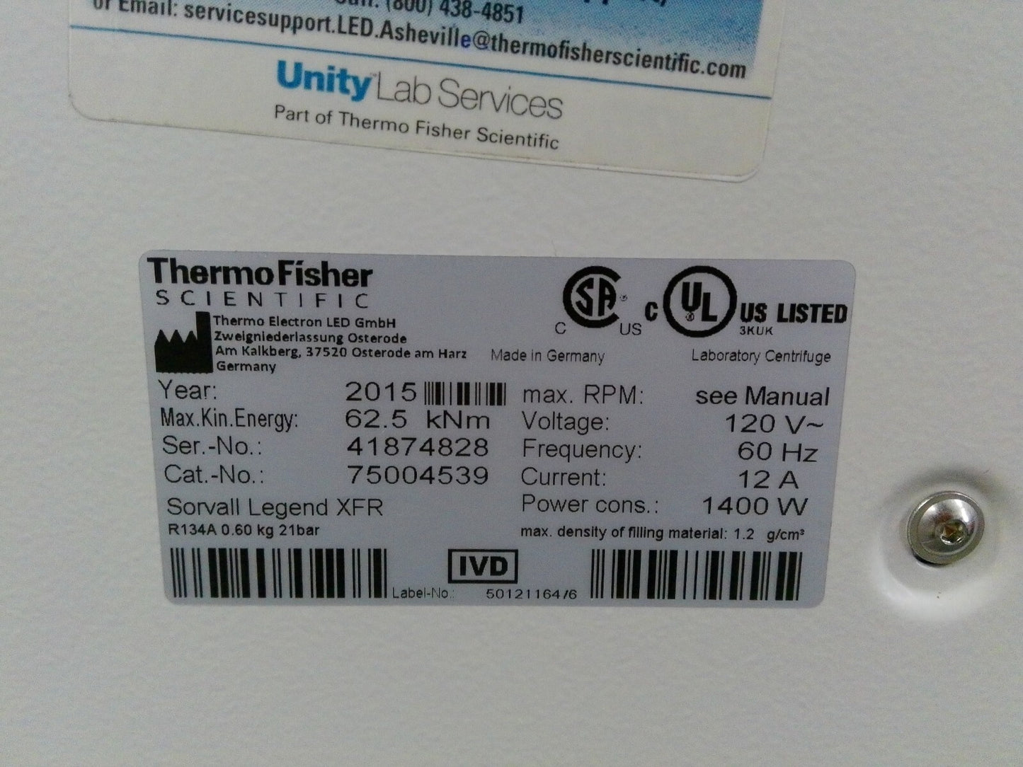 Thermo Sorvall Legend XFR Refrigerated Floor Centrifuge w/ Rotor & Buckets 120v