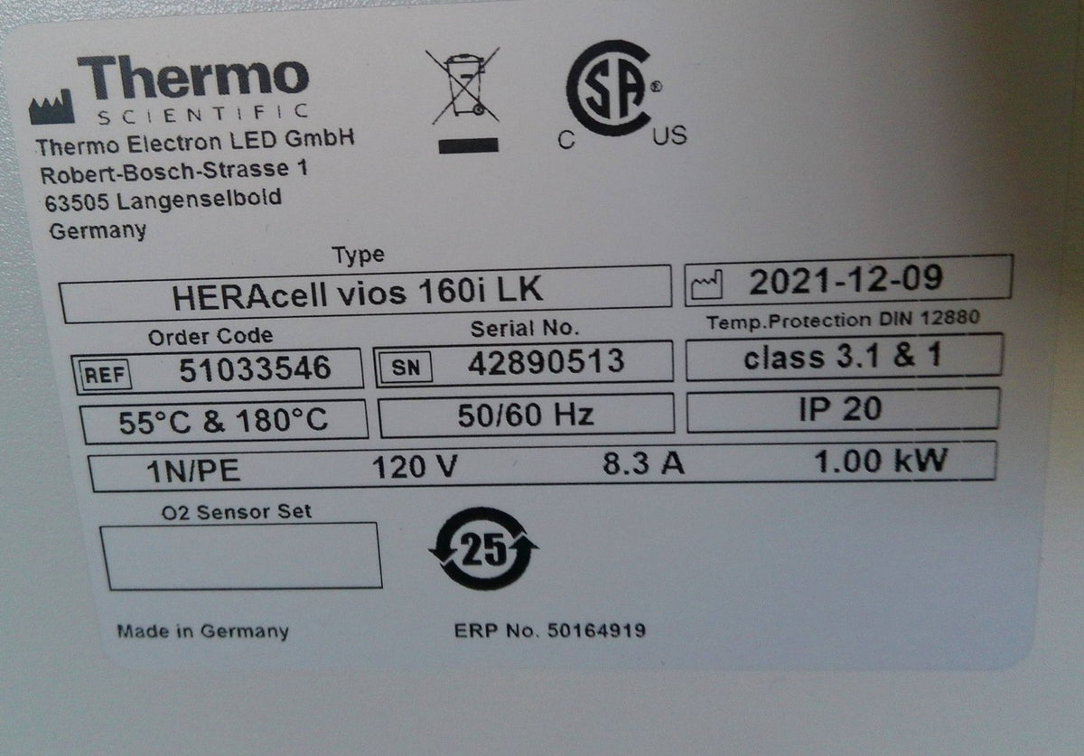 Thermo HERAcell Vios 160i Double Stack Copper Lined CO2 Incubators (2021)