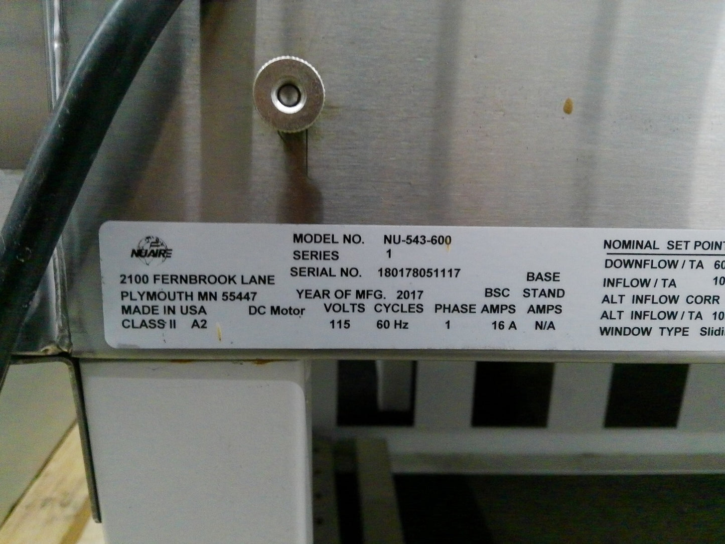 Nuaire 6ft NU-543-600 A2 Biosafety Cabinet w/UV & Stand FULLY TESTED