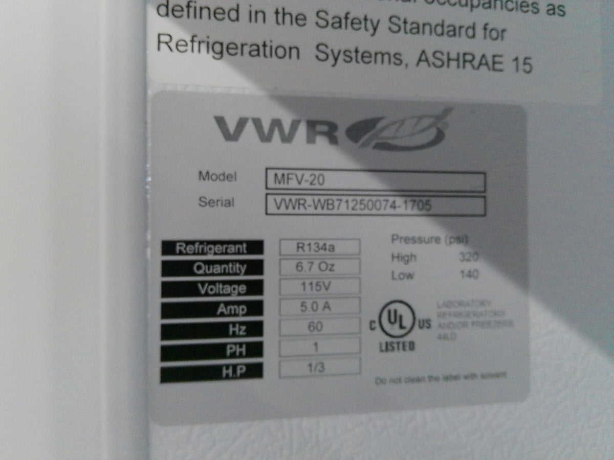 VWR MFV-20/ -20C Laboratory Freezer 20Cf 120v FULLY TESTED