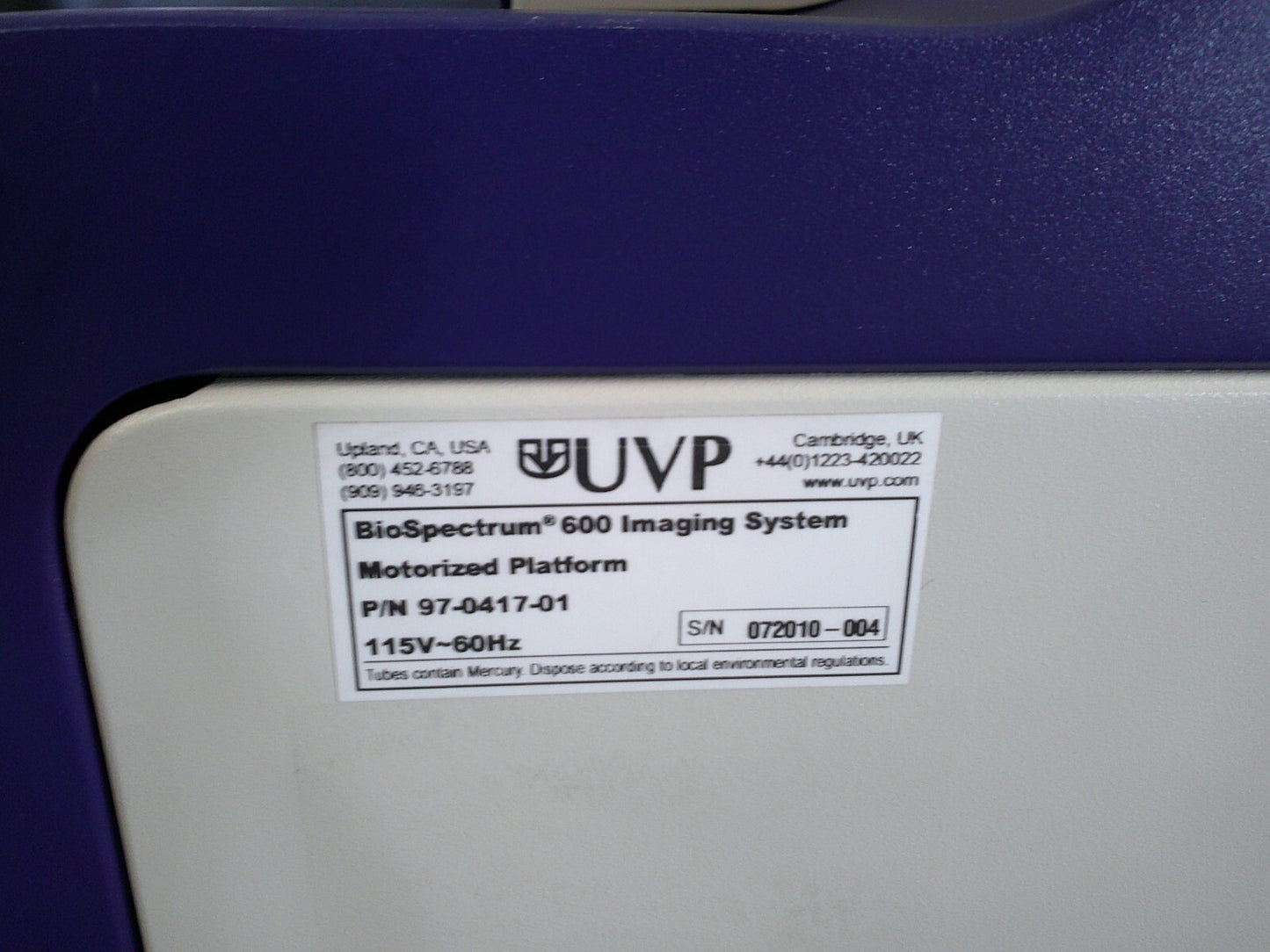 UVP 97-0417-01 BioSpectrum 600 Imaging System