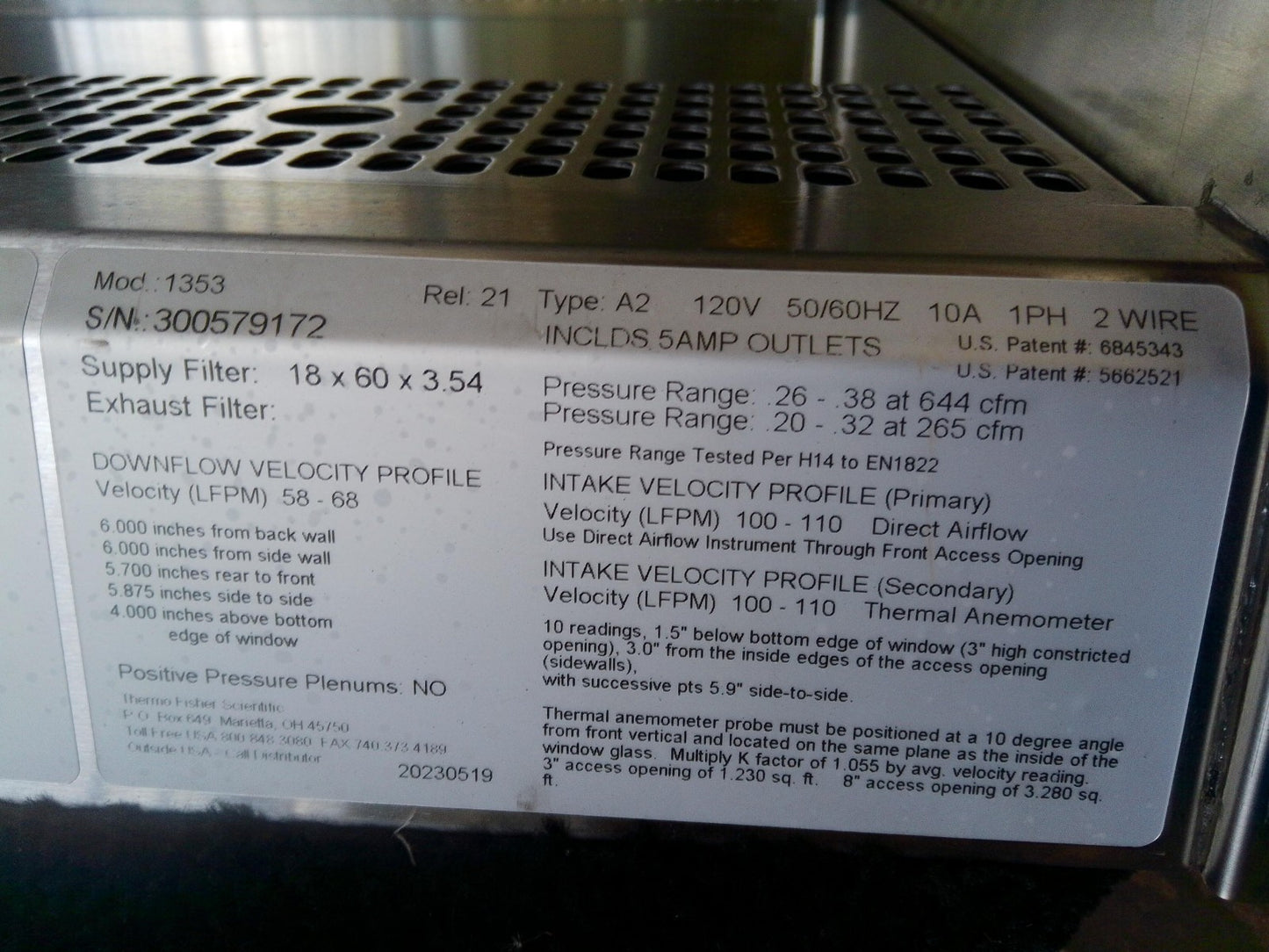Thermo Scientific 5ft 1353 A2 Biosafety/Biological Safety Cabinet w/UV +Warranty