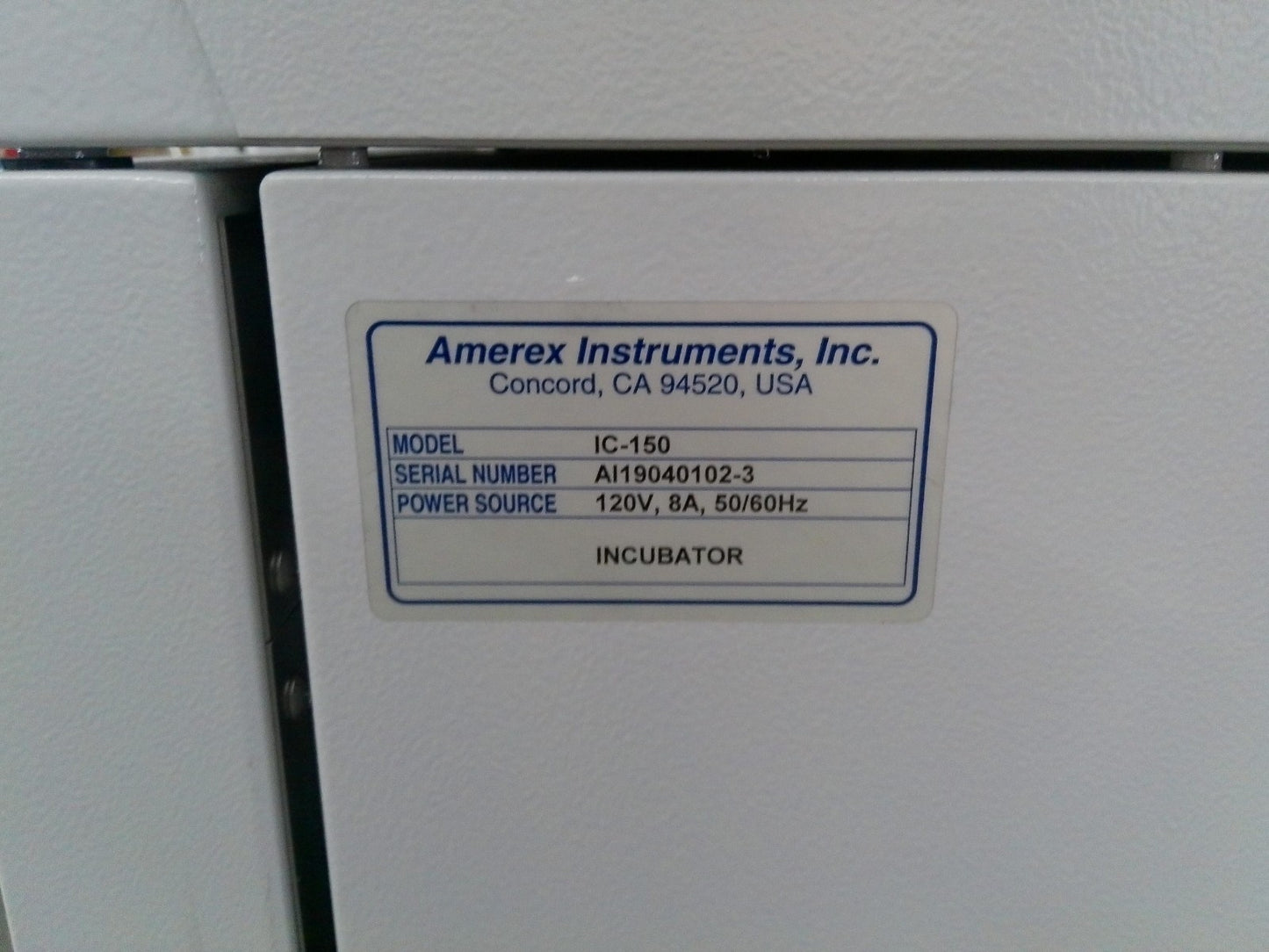 Amerex Instruments IncuMax IC150 Laboratory Incubator 5.3Cf