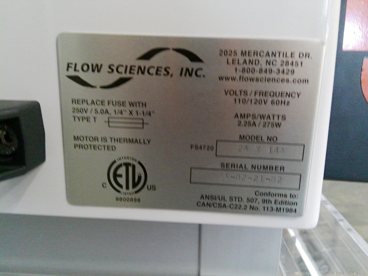 Flow Sciences 3ft ETA362424AAD Ventilated Balance Enclosure with HEPA & Blower